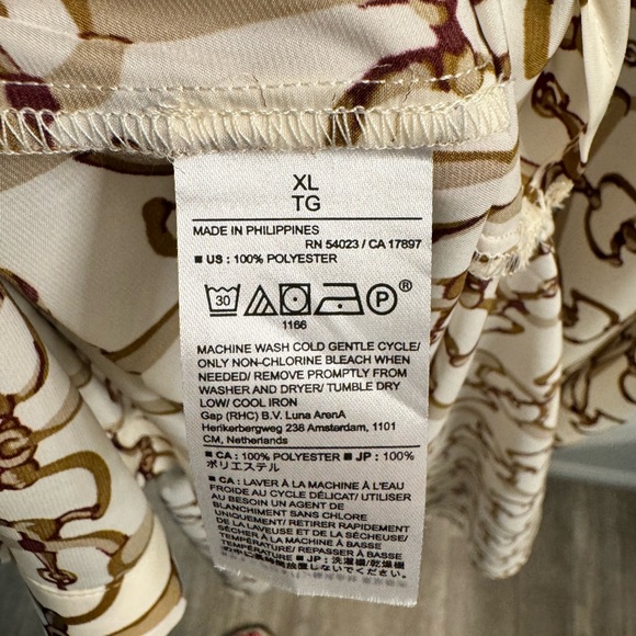 EUC B.R. Equestrian shirt dress; white w/ gold/brown bridle detail; size XL - Picture 2 of 6